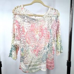 Sioni Multicolor Crochet Boho Crop Top, S/M — Pre-owned”